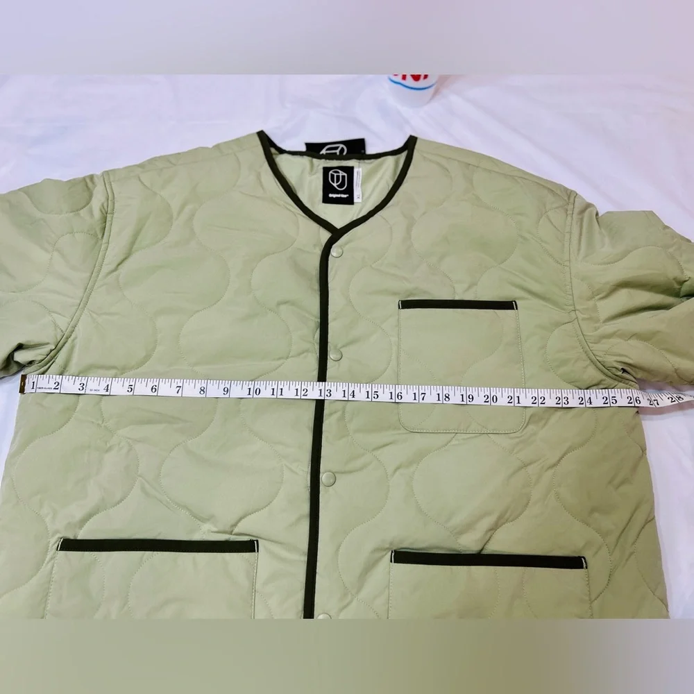 Original Use Quilted Snap Jacket XL Light Olive Green Minimalist Recycled Poly